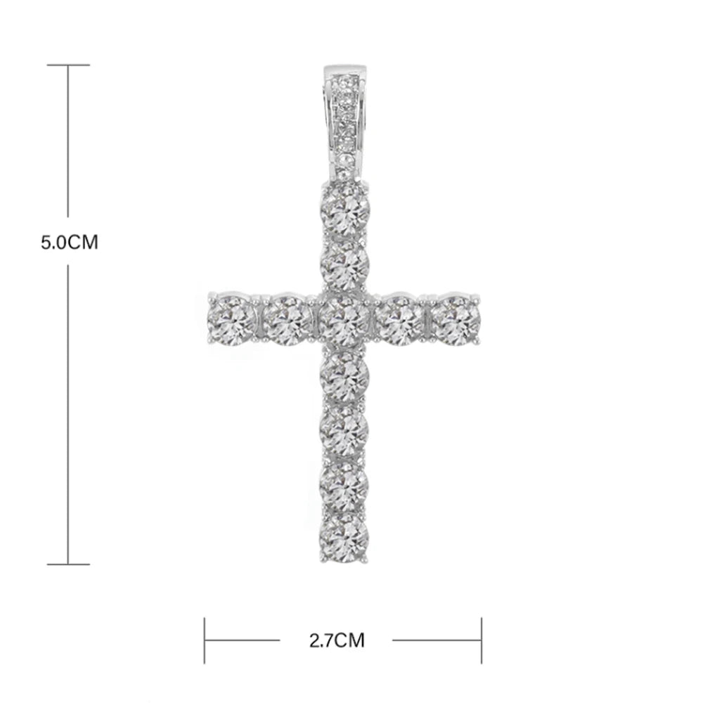 Iced Out Cross Pendant Chain Necklace