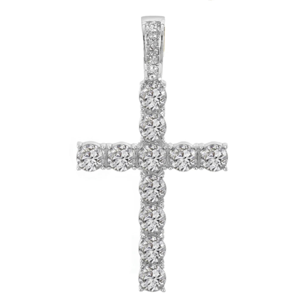 Iced Out Cross Pendant Chain Necklace