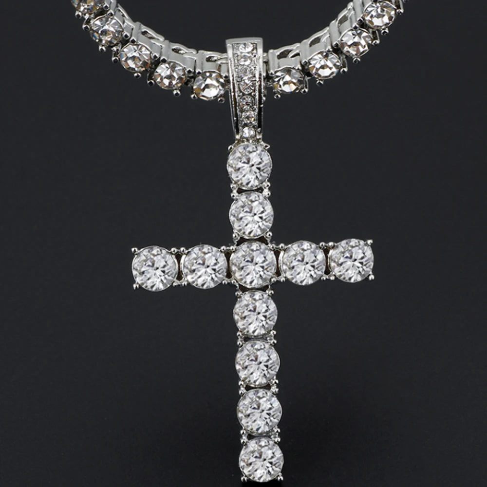 Iced Out Cross Pendant Chain Necklace