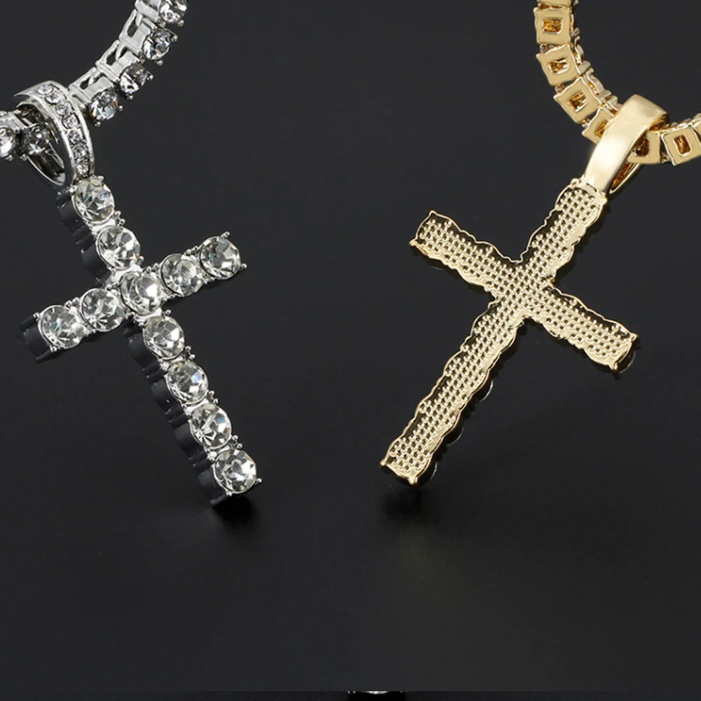 Iced Out Cross Pendant Chain Necklace