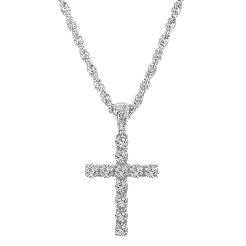 Iced Out Cross Pendant Chain Necklace