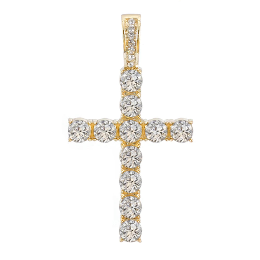 Iced Out Cross Pendant Chain Necklace
