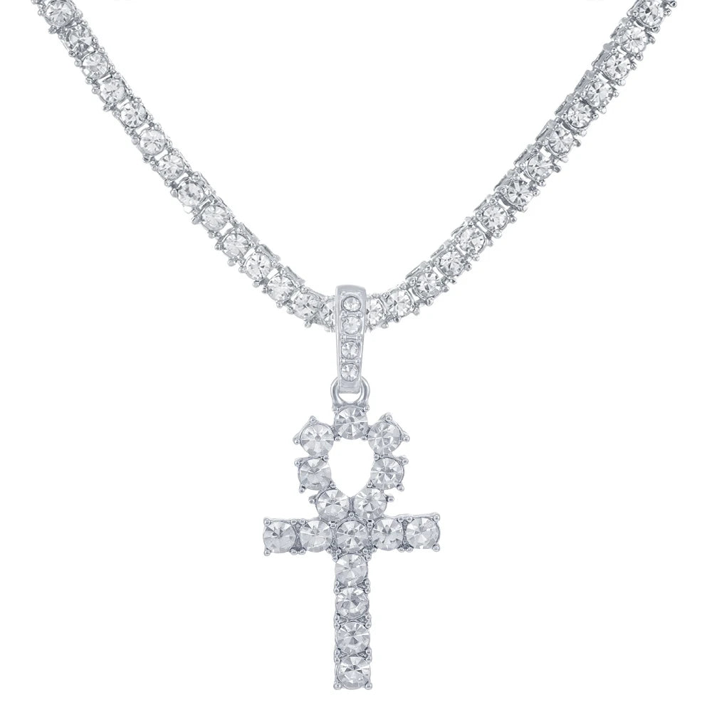 Iced Out Cross Pendant Chain Necklace