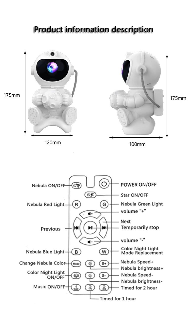 Astronaut Galaxy Projector — Star Night Light with Bluetooth Speaker