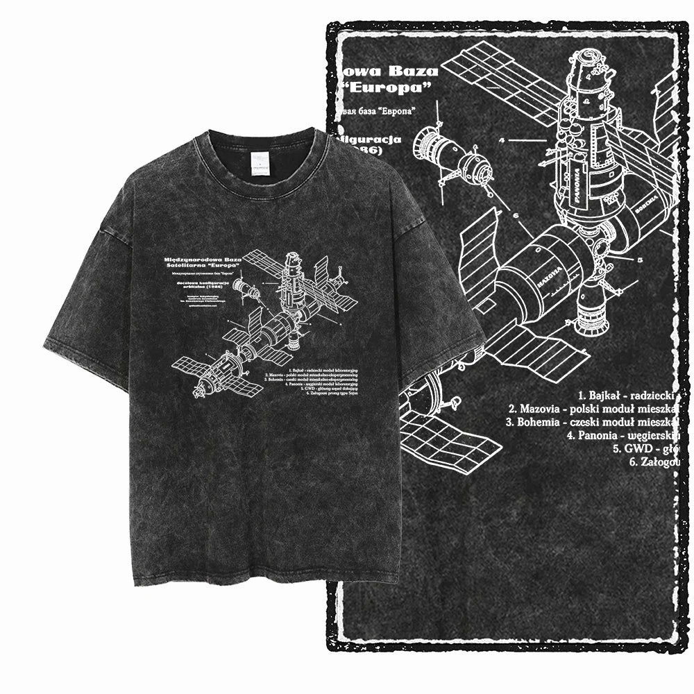 Astronaut Space Graphic Acid Wash Tee