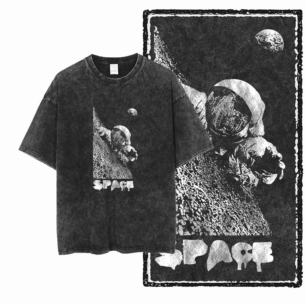Astronaut Space Graphic Acid Wash Tee