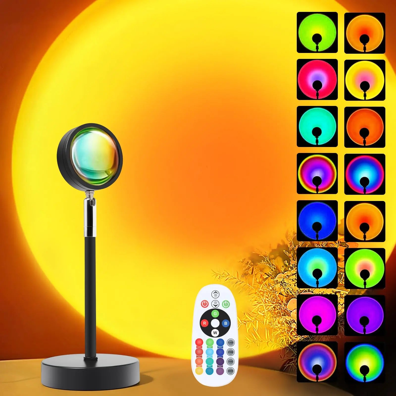 Sunset Lamp Projector — 16 Color LED Night Light for Room & Photos