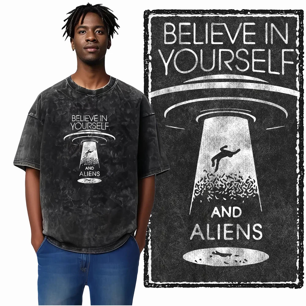 Astronaut Space Graphic Acid Wash Tee