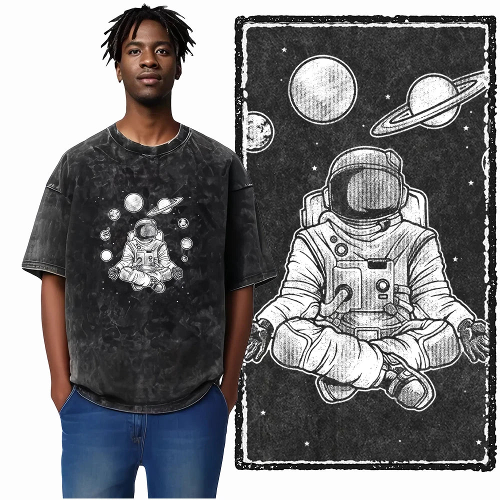 Astronaut Space Graphic Acid Wash Tee