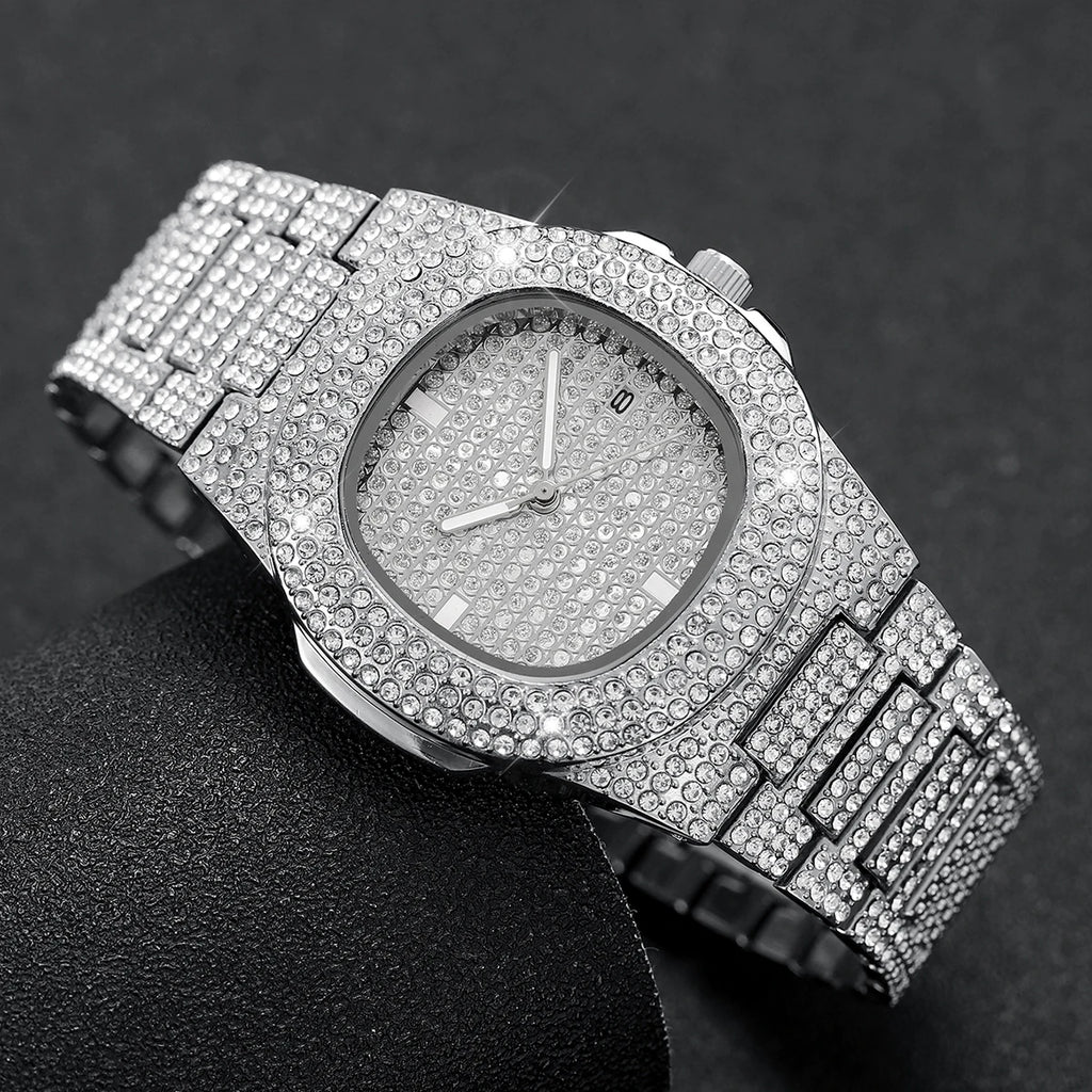 Iced Out Diamond Quartz Watch