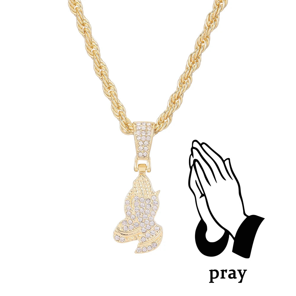 Iced Out Cross Pendant Chain Necklace