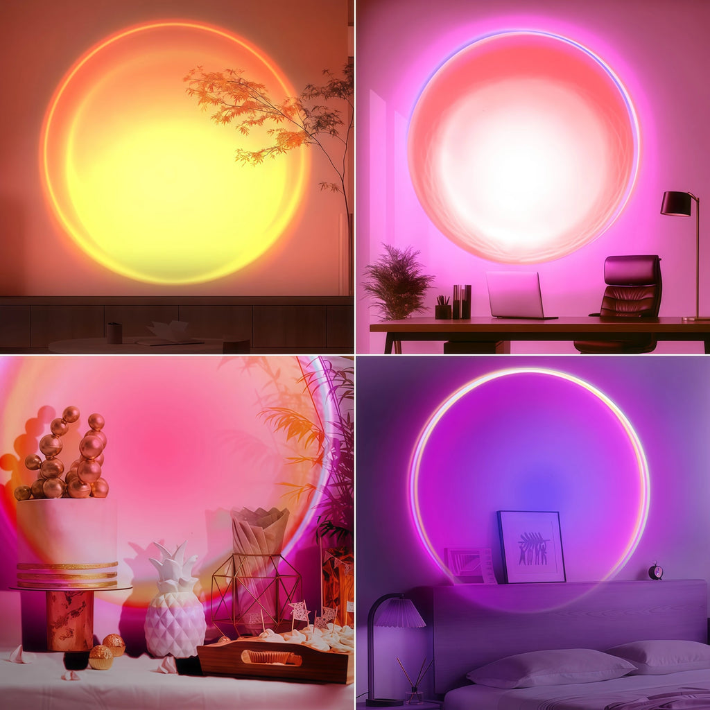Sunset Lamp Projector — 16 Color LED Night Light for Room & Photos