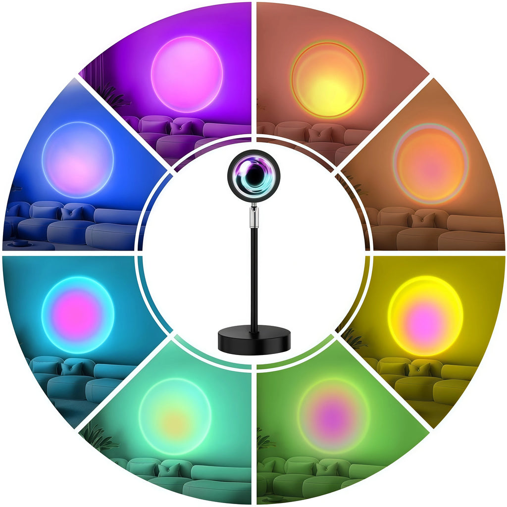 Sunset Lamp Projector — 16 Color LED Night Light for Room & Photos
