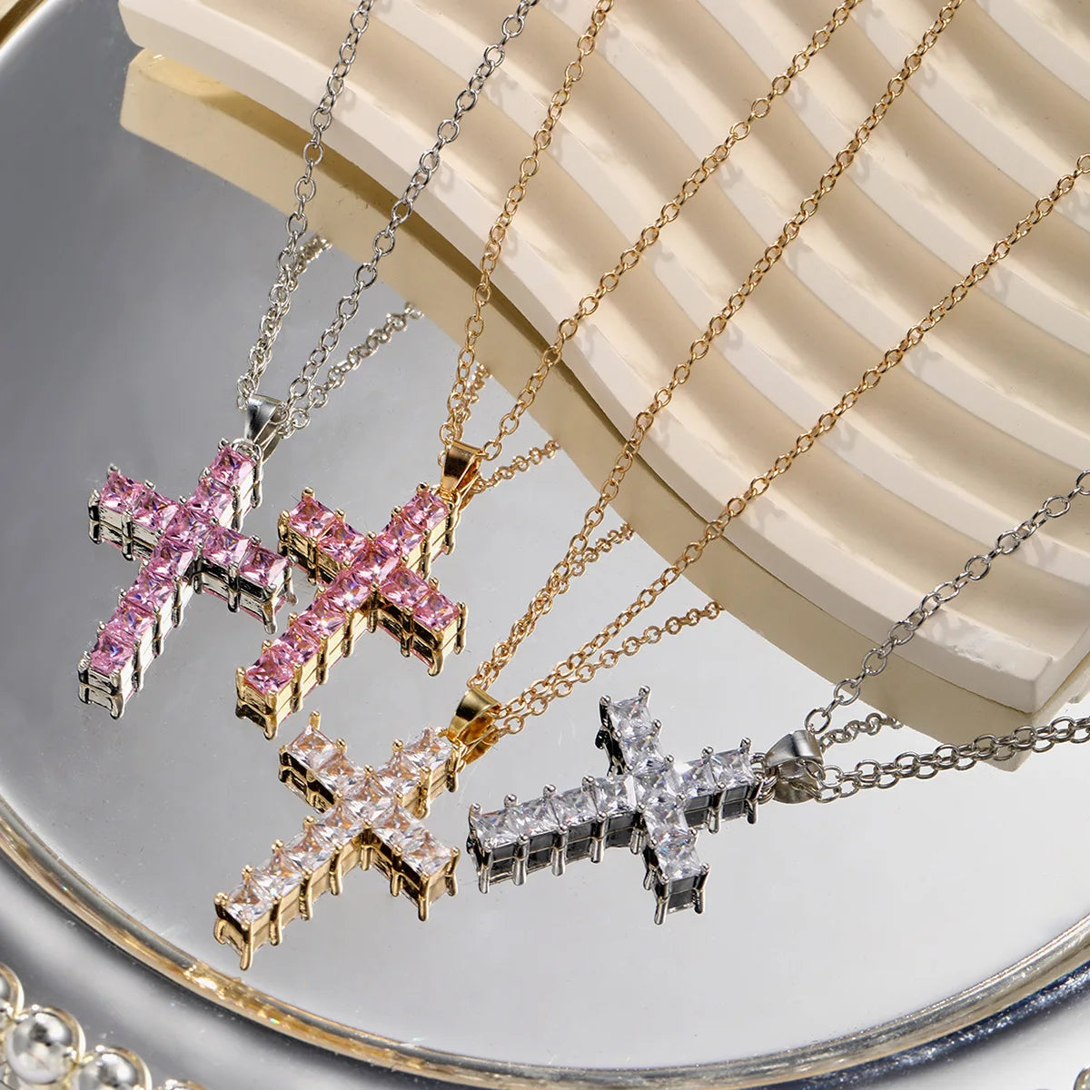 Crystal Cross Pendant Necklace