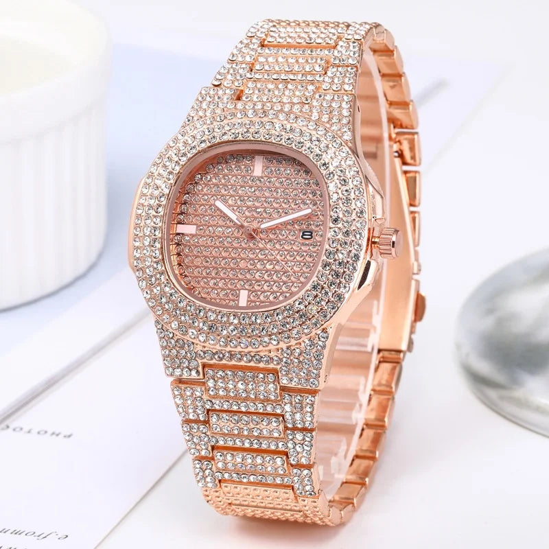 Iced Out Diamond Quartz Watch