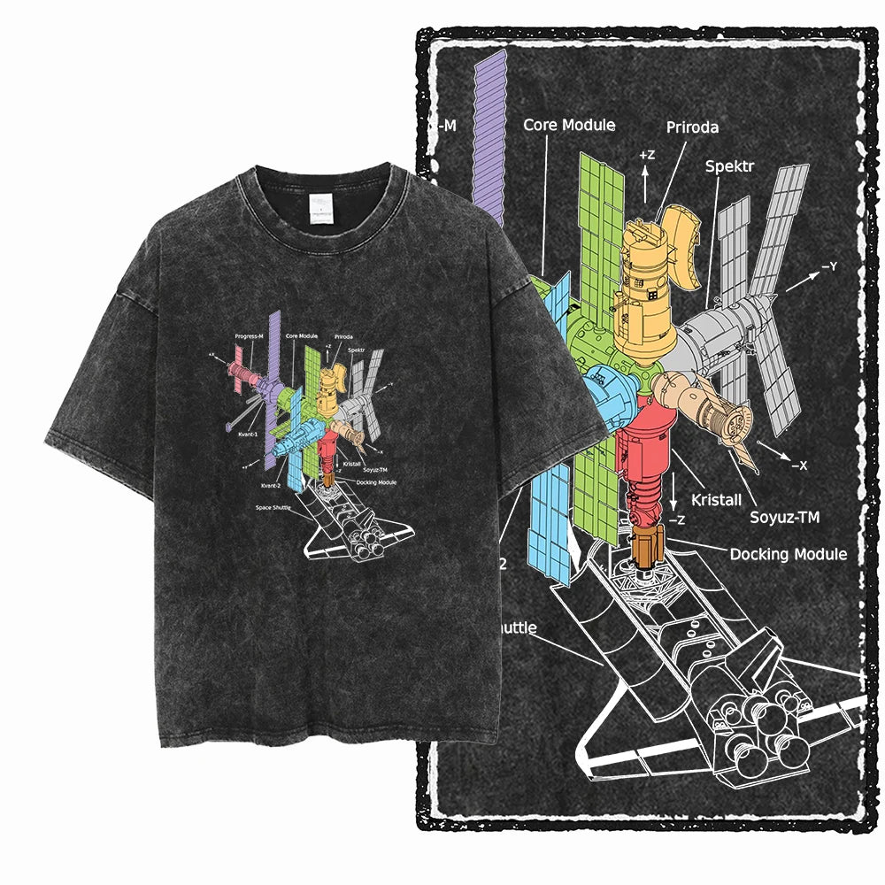 Astronaut Space Graphic Acid Wash Tee