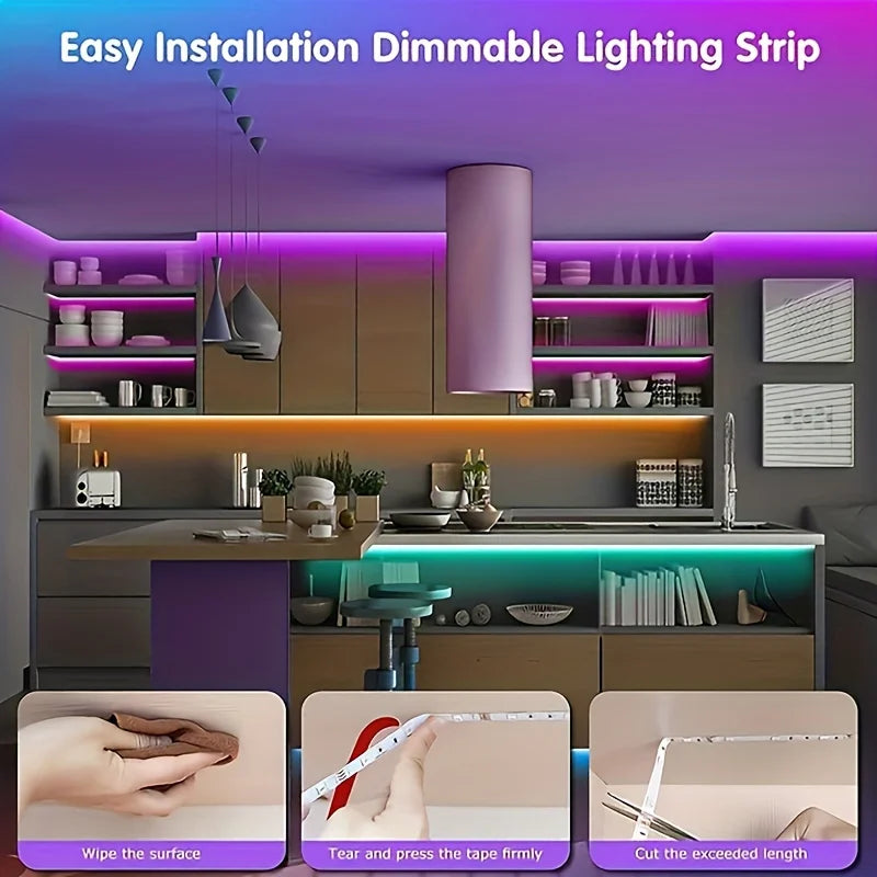 RGB LED Strip Lights — Color Changing with App & Remote