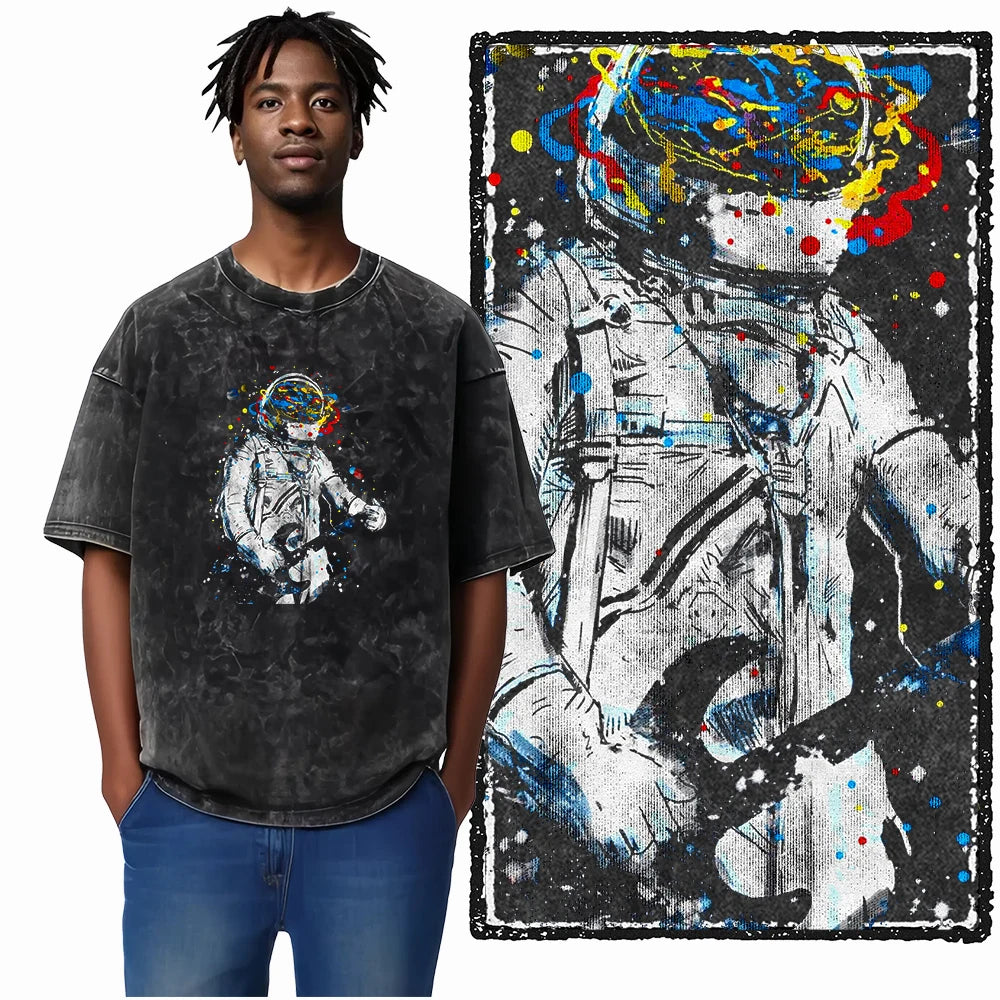 Astronaut Space Graphic Acid Wash Tee