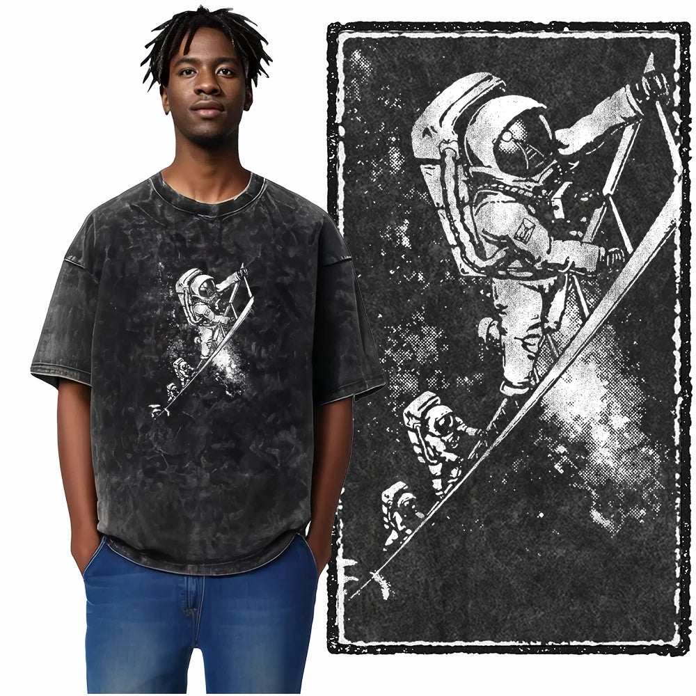 Astronaut Space Graphic Acid Wash Tee