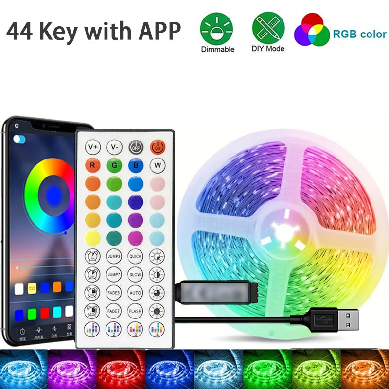 RGB LED Strip Lights — Color Changing with App & Remote