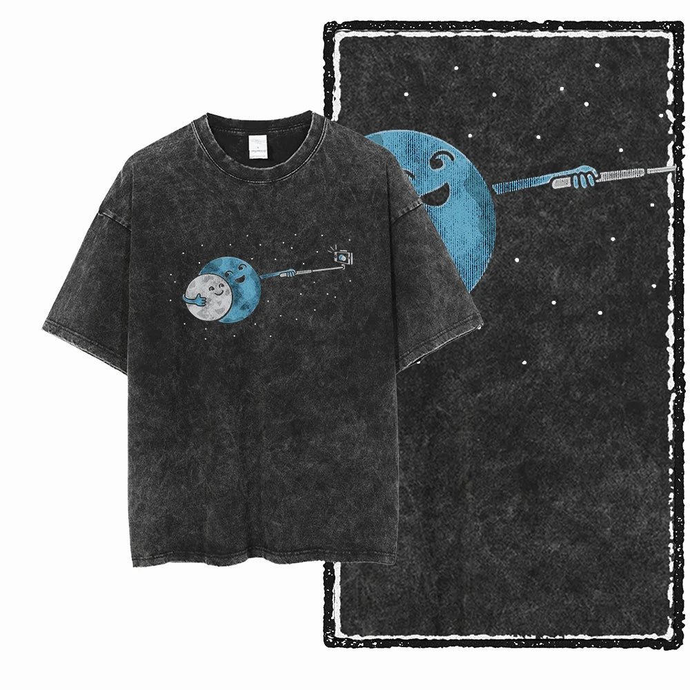 Astronaut Space Graphic Acid Wash Tee
