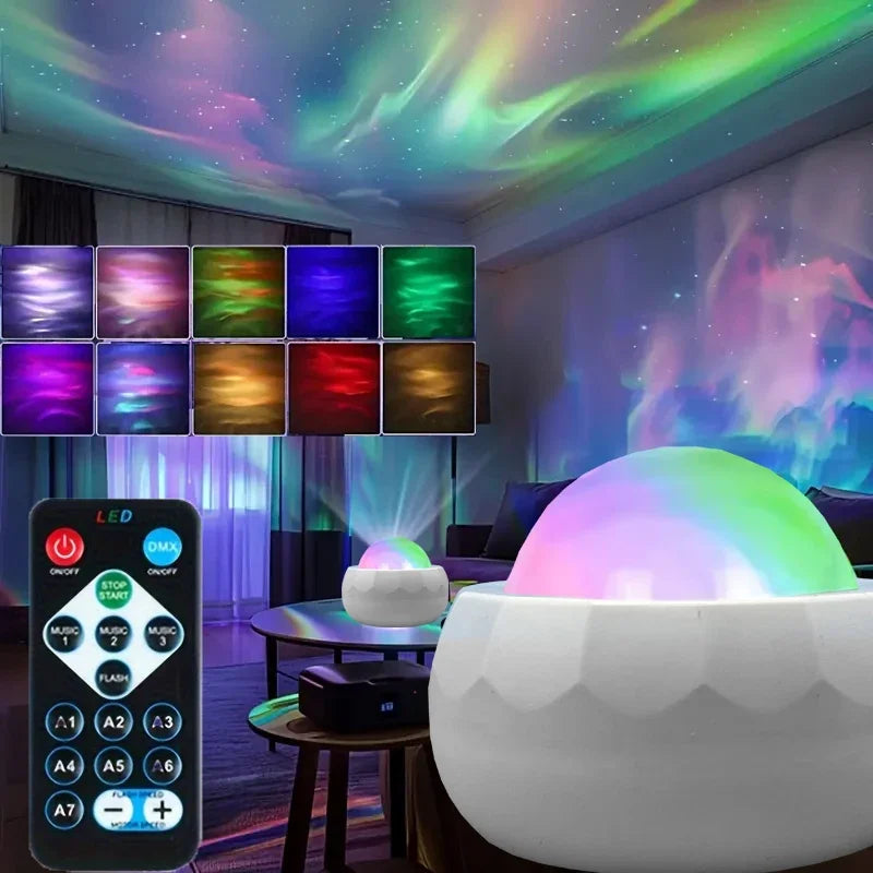LED Aurora Galaxy Projector — 7 Mode Night Sky Light for Bedroom & Home Theater