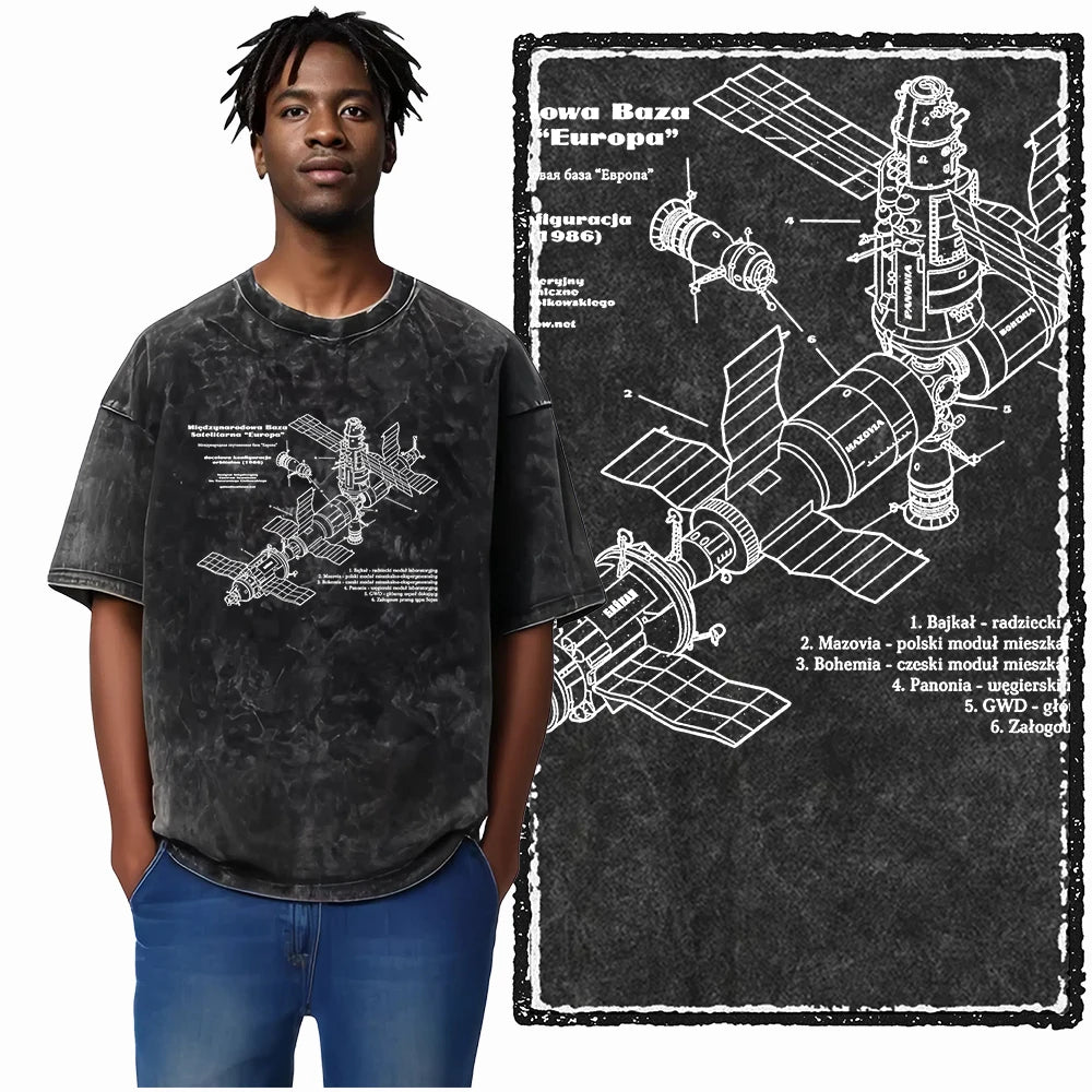 Astronaut Space Graphic Acid Wash Tee