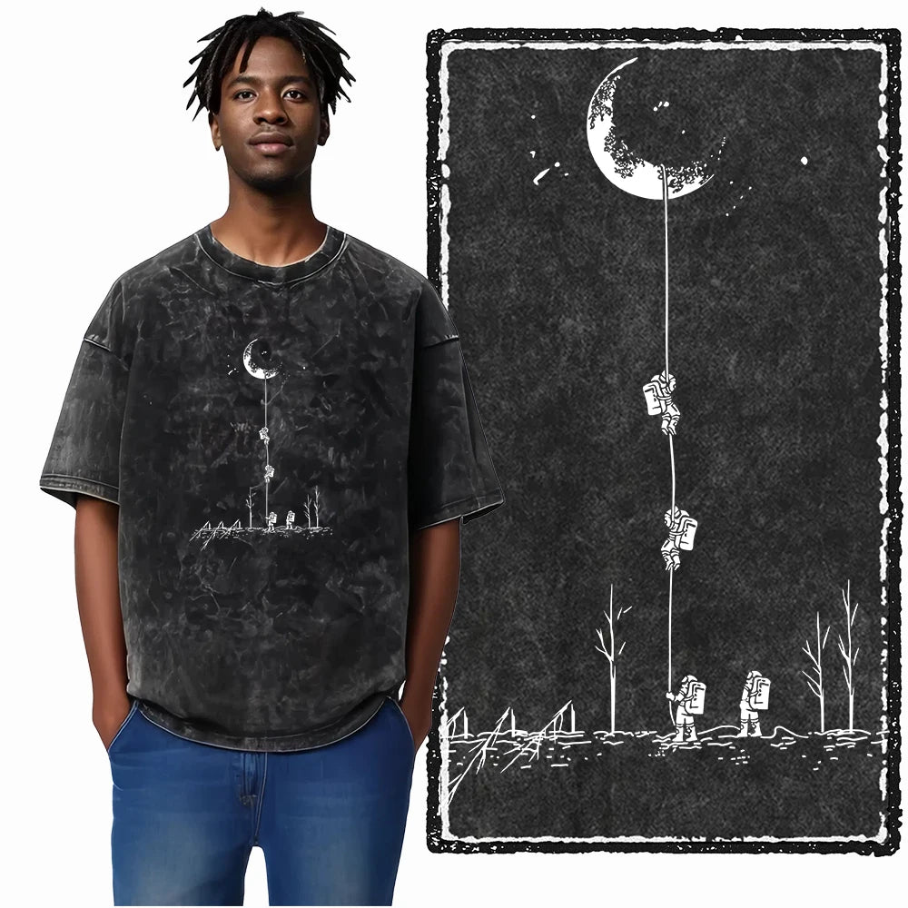 Astronaut Space Graphic Acid Wash Tee