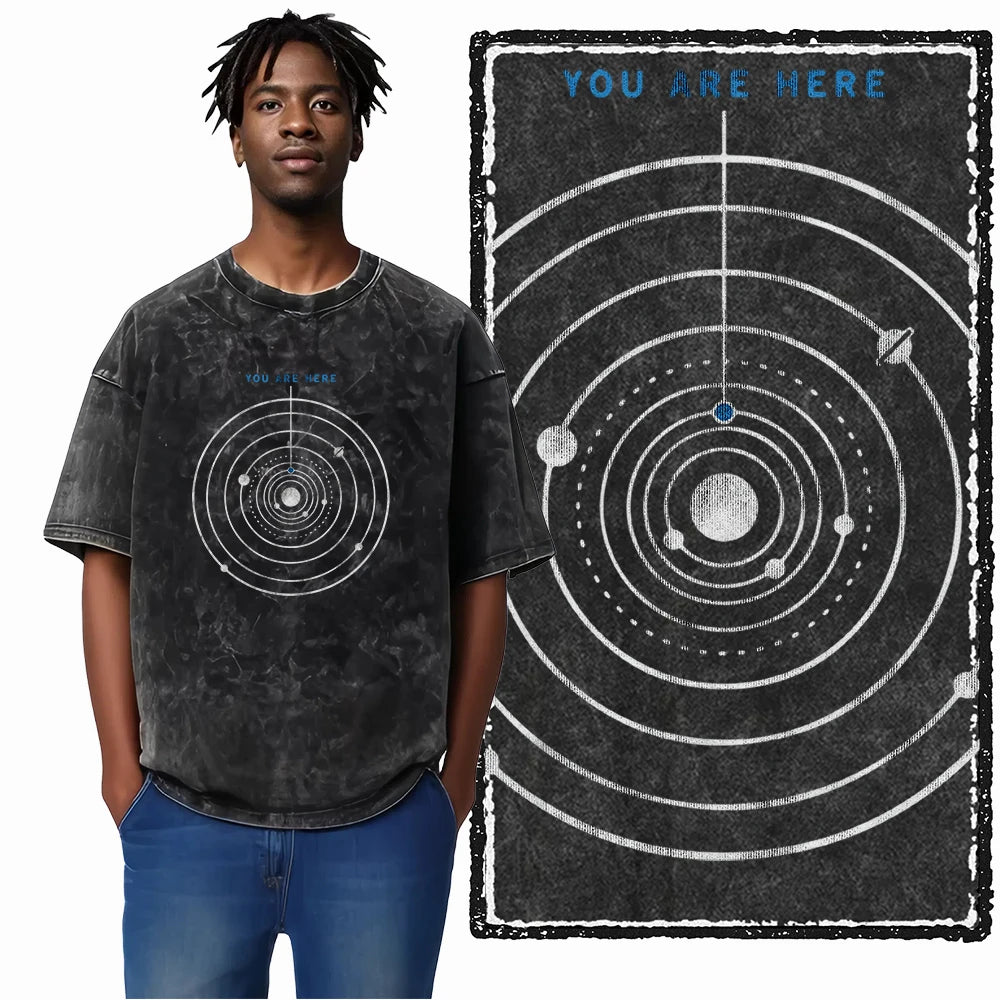 Astronaut Space Graphic Acid Wash Tee