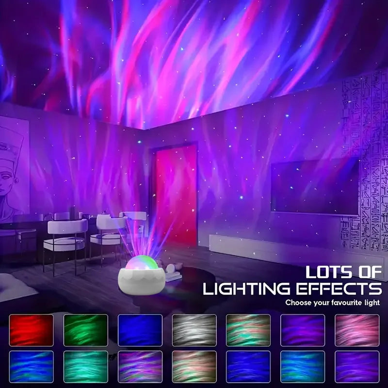LED Aurora Galaxy Projector — 7 Mode Night Sky Light for Bedroom & Home Theater