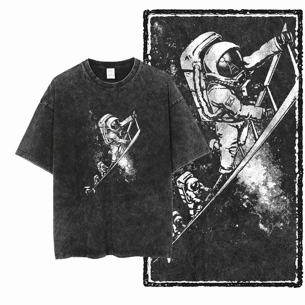 Astronaut Space Graphic Acid Wash Tee