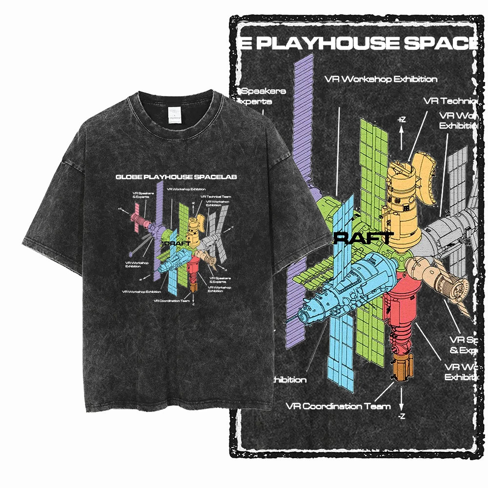 Astronaut Space Graphic Acid Wash Tee