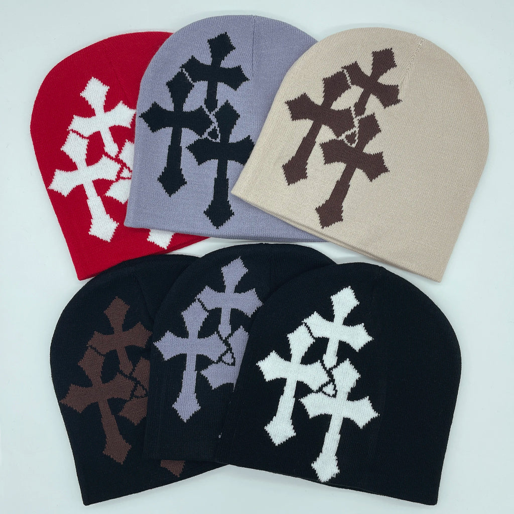 Y2K Crucifix Knit Beanie