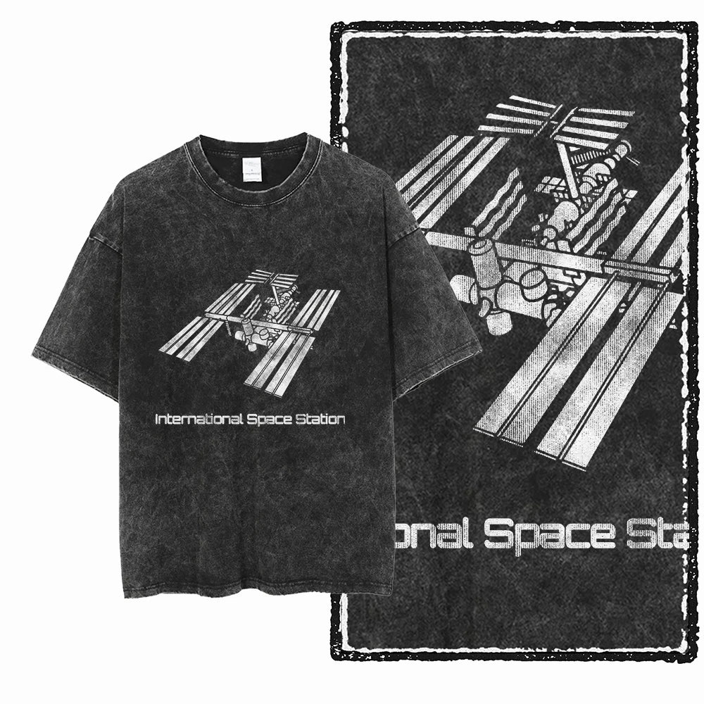 Astronaut Space Graphic Acid Wash Tee