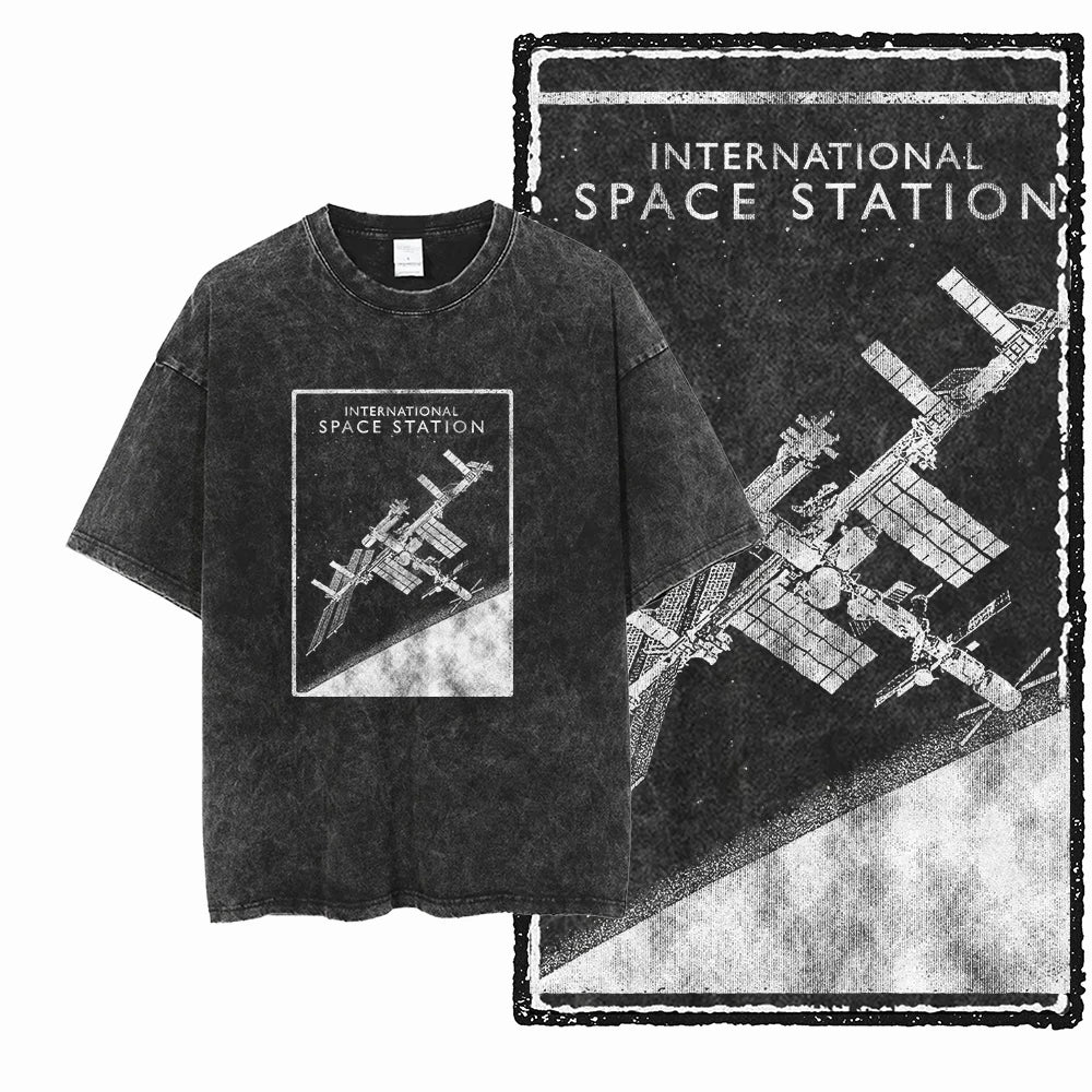 Astronaut Space Graphic Acid Wash Tee