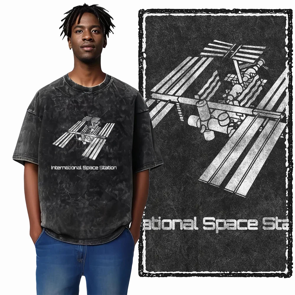 Astronaut Space Graphic Acid Wash Tee