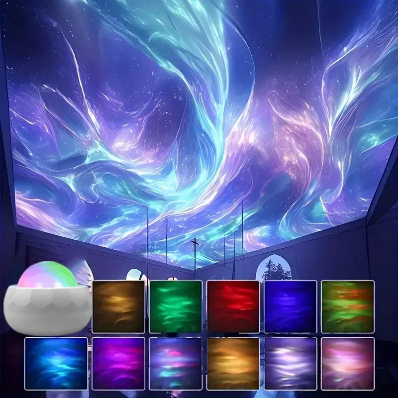 LED Aurora Galaxy Projector — 7 Mode Night Sky Light for Bedroom & Home Theater