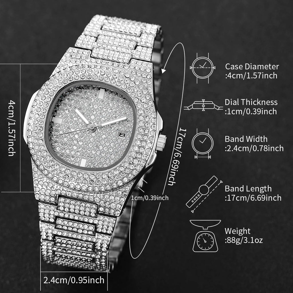 Iced Out Diamond Quartz Watch