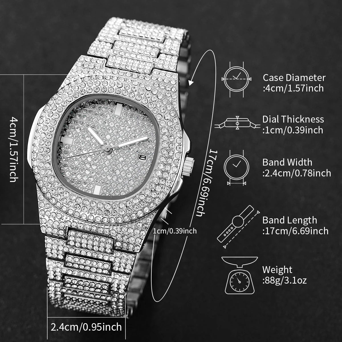 Iced Out Diamond Quartz Watch