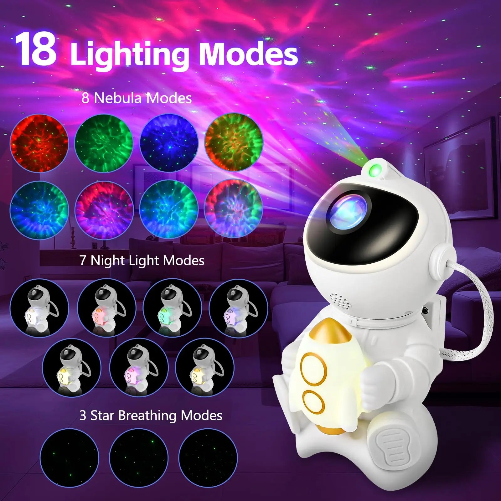 Astronaut Galaxy Projector — Star Night Light with Bluetooth Speaker