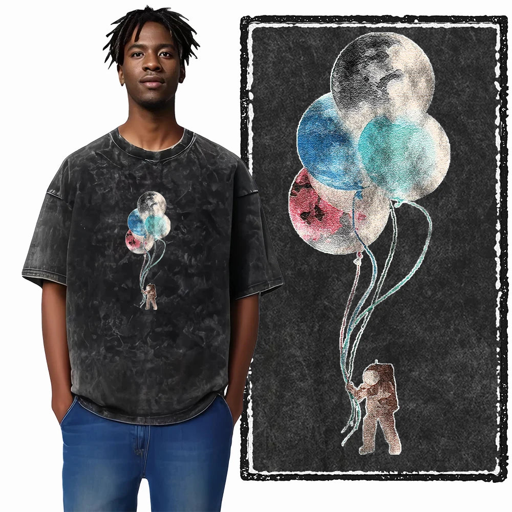 Astronaut Space Graphic Acid Wash Tee