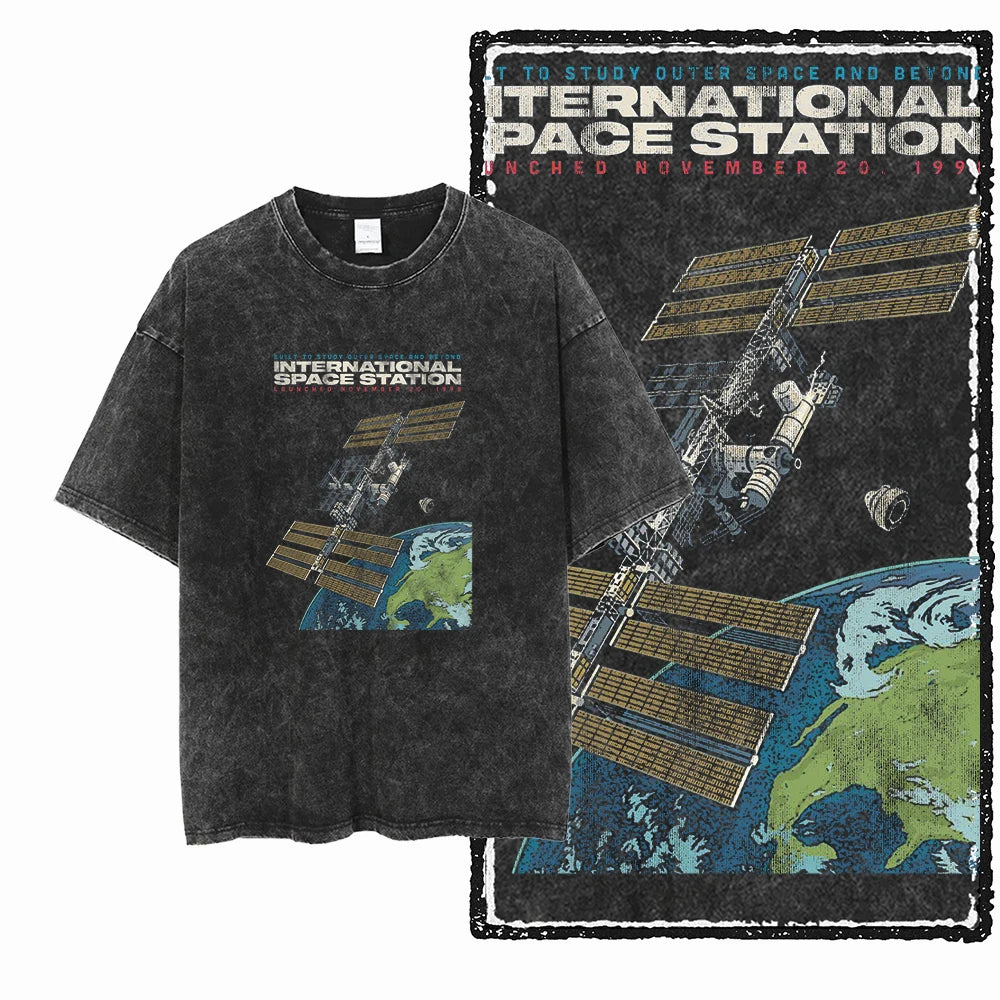 Astronaut Space Graphic Acid Wash Tee