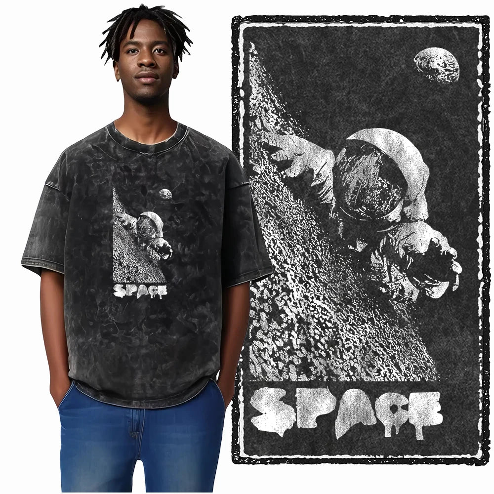 Astronaut Space Graphic Acid Wash Tee
