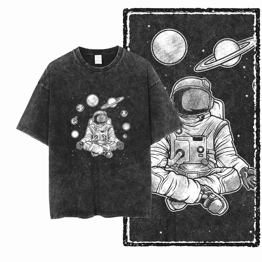 Astronaut Space Graphic Acid Wash Tee
