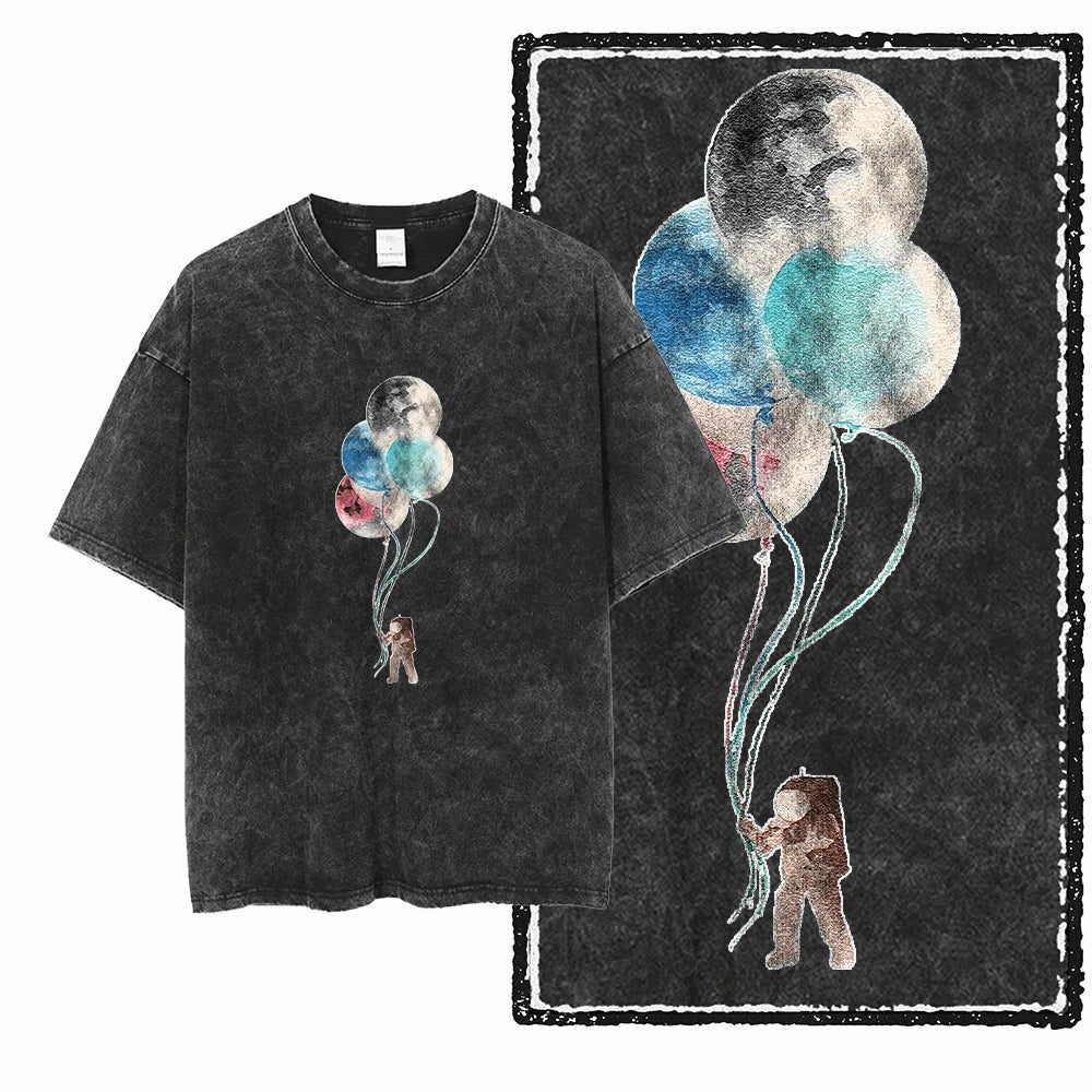 Astronaut Space Graphic Acid Wash Tee