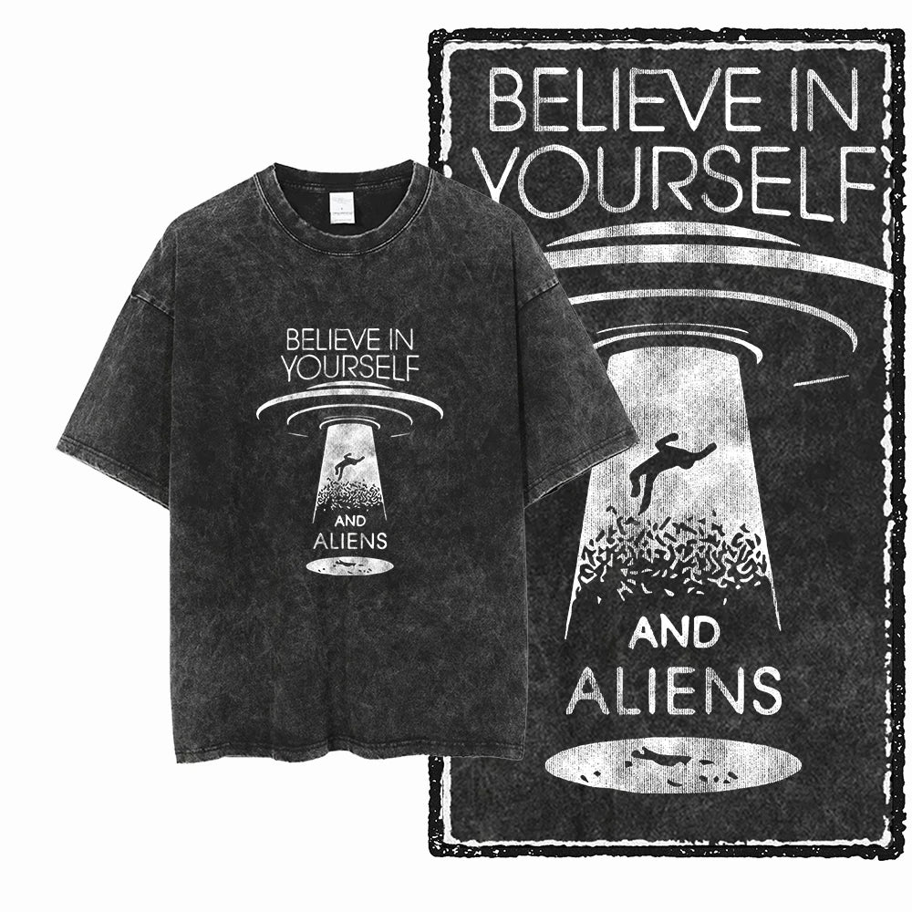 Astronaut Space Graphic Acid Wash Tee