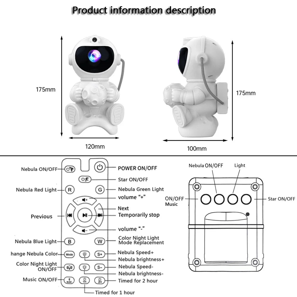 Astronaut Galaxy Projector — Star Night Light with Bluetooth Speaker