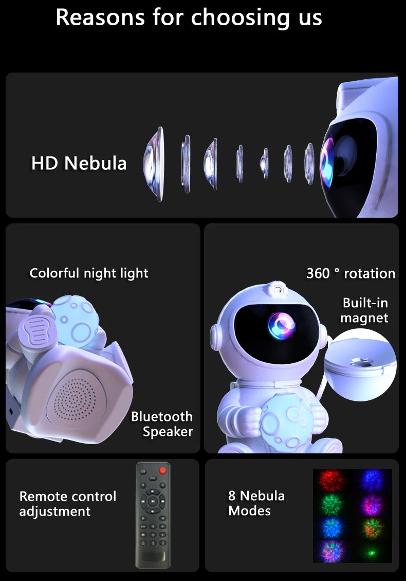 Astronaut Galaxy Projector — Star Night Light with Bluetooth Speaker