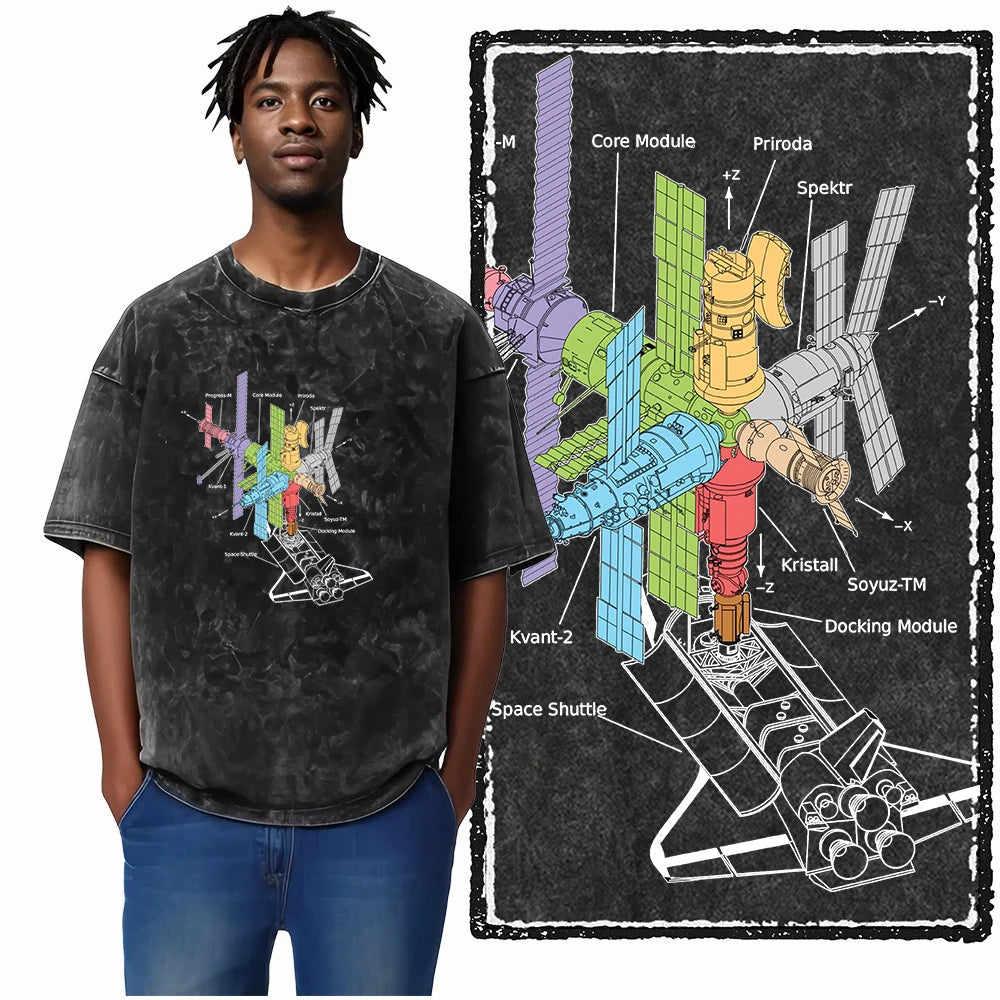 Astronaut Space Graphic Acid Wash Tee