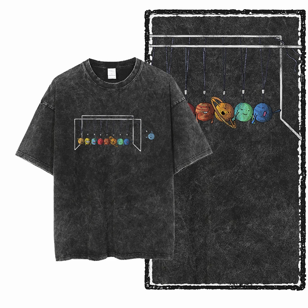 Astronaut Space Graphic Acid Wash Tee